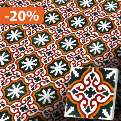 Handgefertigte Zementfliese im orientalischem Stil in 20x20 cm - geeigent für Badezimmer