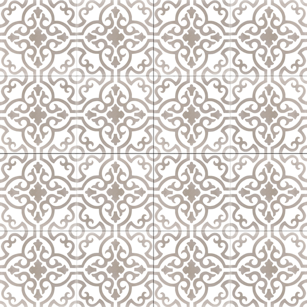 grau-beige-zementfliesen-weiß-blumenmuster-ranken-retro-ventano-v20-168-A