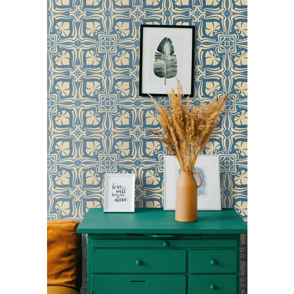 Zementfliese mit floralem Muster - Design 016-A