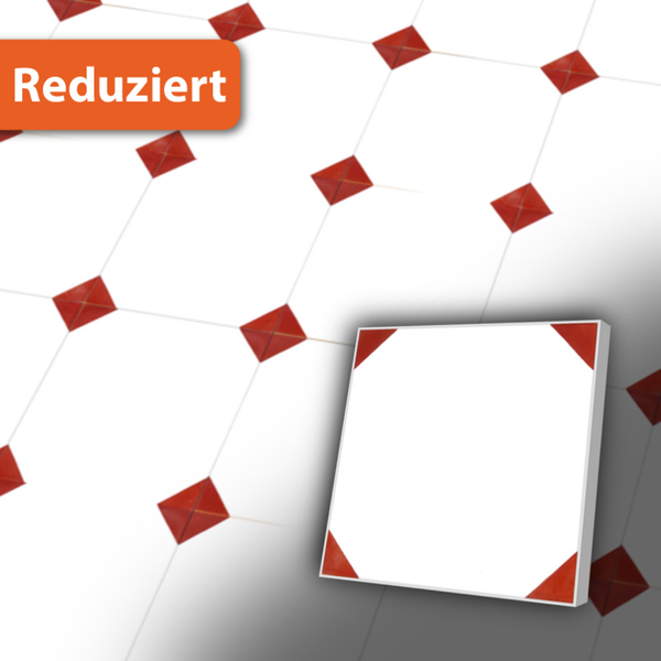 Zementfliese im Format 20x20 cm | in Rot im klassischem Stil - Bodenfliese