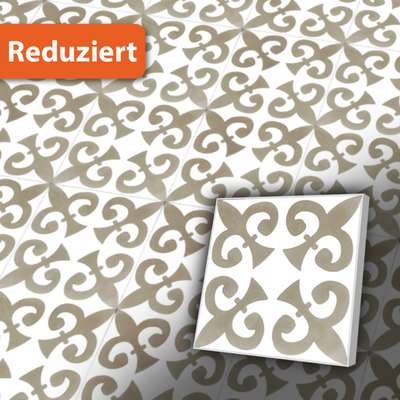 Retro Zementfliese 20x20 cm in Grau im Jugendstil - geeigent für Badezimmer