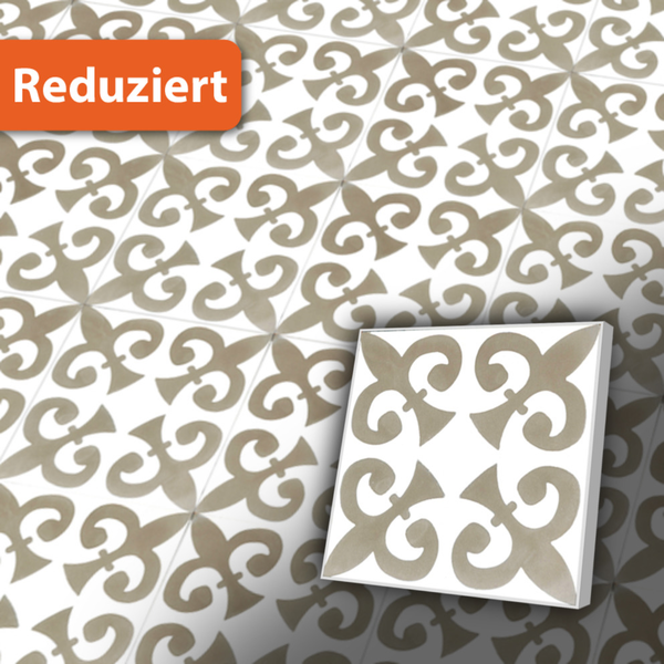 Retro Zementfliese 20x20 cm in Grau im Jugendstil - geeigent für Badezimmer