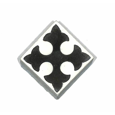 Einleger Fliese für Oktagonfliese im Format 4x4 cm | in Schwarz-Weiß im Jugendstil - antiker Baustoff