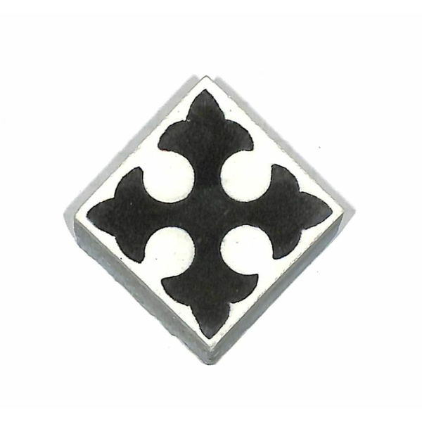 Einleger Fliese für Oktagonfliese im Format 4x4 cm | in Schwarz-Weiß im Jugendstil - antiker Baustoff