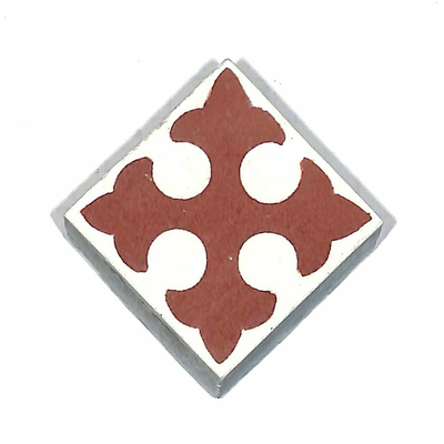 Einleger Fliese für Oktagonfliese 4x4 cm in Rot im Jugendstil - antiker Baustoff