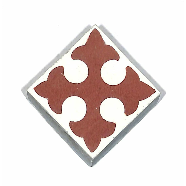 Einleger Fliese für Oktagonfliese 4x4 cm in Rot im Jugendstil - antiker Baustoff