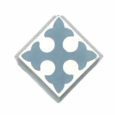 Jugendstil Einleger Fliese für Oktagonfliese in Blau 4x4 cm - antiker Baustoff