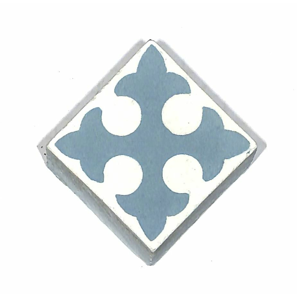 Jugendstil Einleger Fliese für Oktagonfliese in Blau 4x4 cm - antiker Baustoff