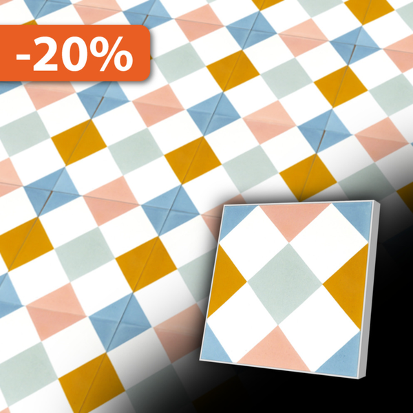 Zementfliese 20x20 cm in bunten Farben im portugiesischen Stil - Bodenfliese