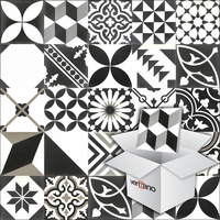 Zementfliesen Patchwork 20x20 cm | Schwarz/Weiß/Grau